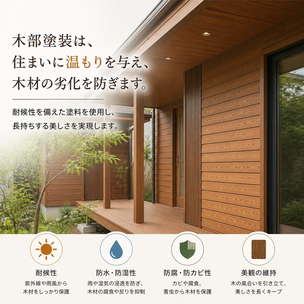 木部の塗装で温もりを